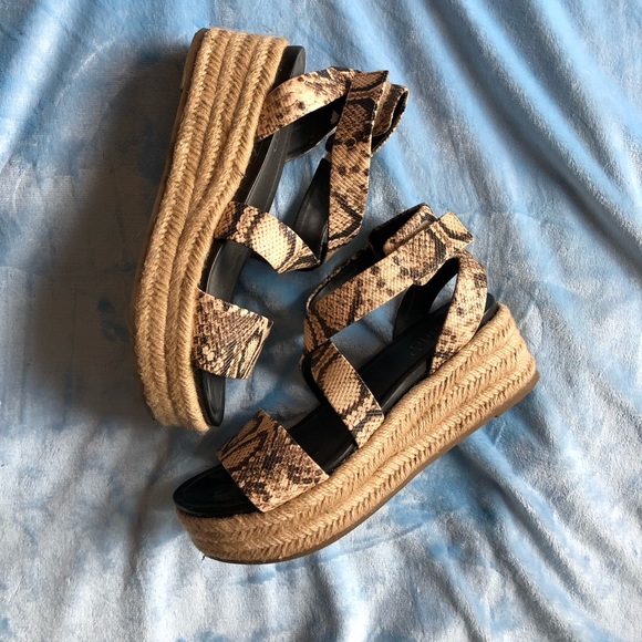 Reptile vegan leather sandals espadrilles platforms - Picture 5 of 14